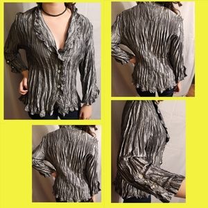 Elegant Dressbarn Silver Satin blouse